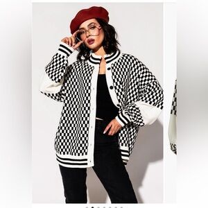 Checkered Black and White Women's Jacket